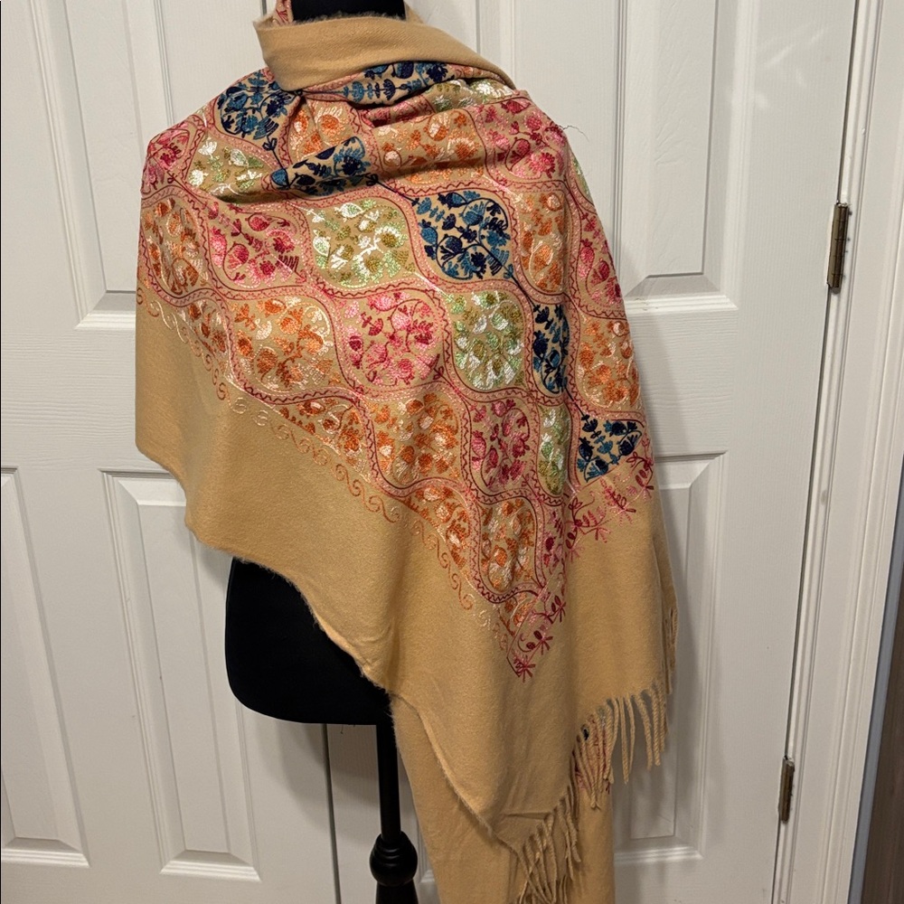 Jessica McClintock Embroidered Shawl - Picture 2 of 8